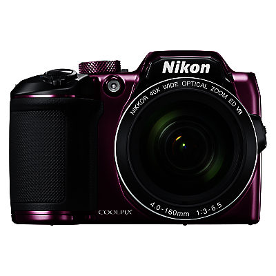 Nikon COOLPIX B500 Digital Camera, 16MP, HD 1080p, 40x Optical Zoom, Wi-Fi, Bluetooth, 3 LCD Screen Plum Nikon COOLPIX B500 Digital Camera, 16MP, HD 1080p, 40x Optical Zoom, Wi-Fi, Bluetooth, 3 LCD Screen Plum